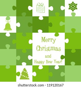 gren christmas puzzle. christmas concept.