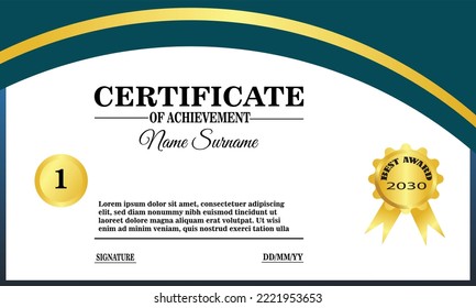 gren and gold certificate template. elegant certificate design for achievement and appreciation