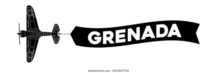 Grenada advertisement banner is attached to the plane