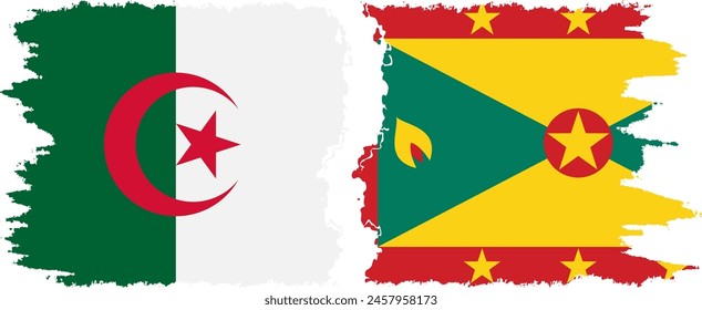 Grenada und Algerien Grunge Flaggen Verbindung, Vektorgrafik