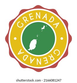 Grenada Badge Map Vector Seal Vector Sign. National Symbol Country Stamp Design Icon Label. 