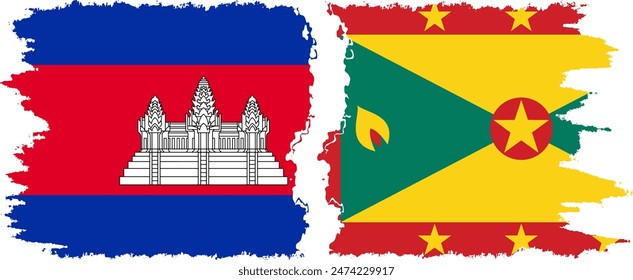 Granada y Camboya grunge banderas conexión, Vector