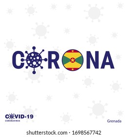 Tipografía del Coronavirus de Granada. Cartel nacional COVID-19. Quédate en casa, mantente sano. Cuide de su propia salud