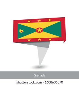 Grenada Country flag. Folded ribbon banner flag. Flat flag vector illustration.