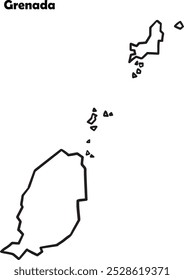 Mapa do país de Grenada esboço preenchimento branco