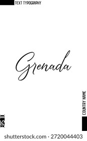Granada   -Country Nombre Diseño de Vector de texto de tipografía cursiva con estilo 