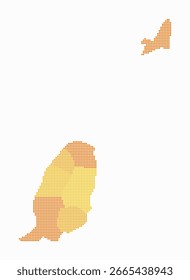 Grenada dotted map. Digital style map of the country on white background. Grenada shape with circle dots. Colored dots style. Small size circles. Modern vector illustration.