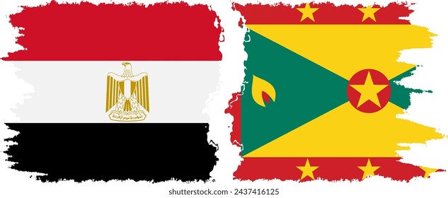 Granada y Egipto grunge banderas de conexión, vector