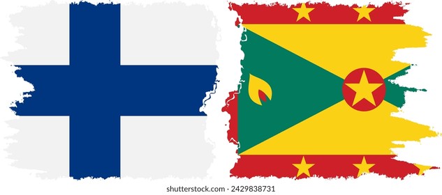 Granada y Finlandia grunge banderas de conexión, vector