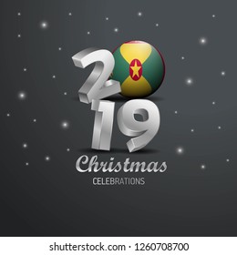 Grenada Flag 2019 Merry Christmas Typography. New Year Abstract Celebration background