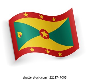 Grenada flag bended and lying on white background