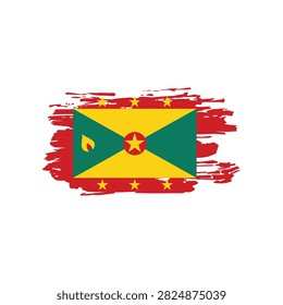 Grenada Flag Brush Stroke Design with Grunge Paint Effect