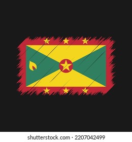 Grenada Flag Brush Strokes Painted