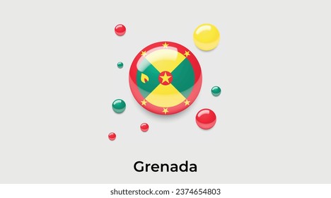 Grenada Flaggenblase kreisrunder Form Symbol bunter Vektorgrafik