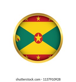 Grenada Flag Button Golden On White Stock Vector (Royalty Free ...