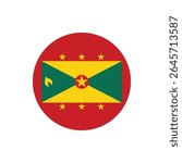 Grenada Flag Button, Round Grenada flag icon, Grenada flag badge Vector