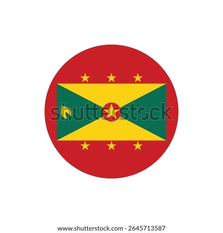 Grenada Flag Button, Round Grenada flag icon, Grenada flag badge Vector