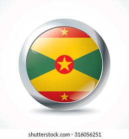 Grenada flag button - vector illustration