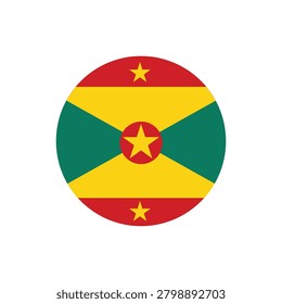  Grenada Flag Circle Icon Symbol Isolated on Background