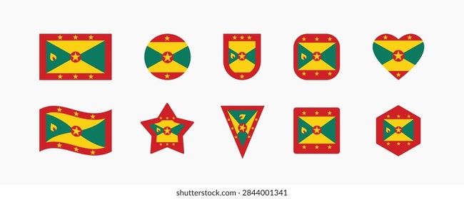 Grenada Flag Collection in Multiple Shapes