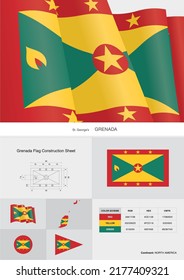 grenada flag consruction sheet vector
