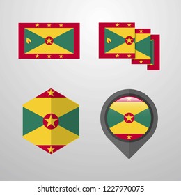 Grenada flag design set vector