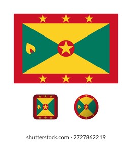 Grenada Flag Flat Icons Collection