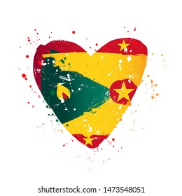 Grenada flag in the form of a big heart. Vector illustration on a white background. Brush strokes are drawn by hand. Independence Day.
