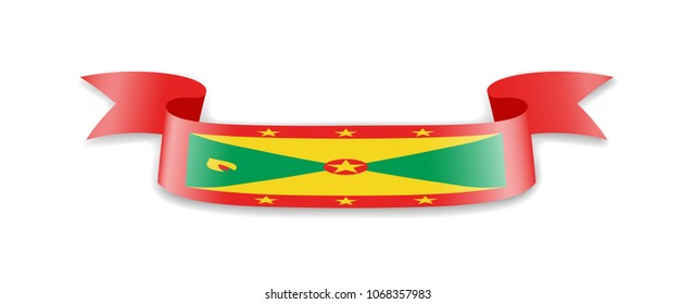 Grenada flag in the form of wave ribbon. Vector illustration.