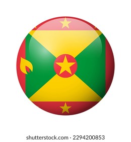 Grenada flag - glossy circle badge. Vector icon.