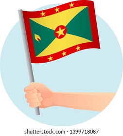 Grenada flag in hand. Patriotic background. National flag of Grenada vector illustration