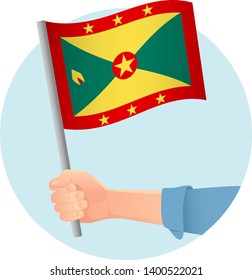 Grenada flag in hand. Patriotic background. National flag of Grenada vector illustration