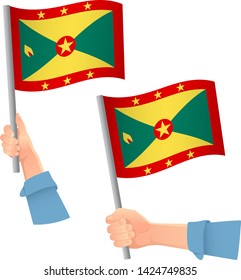 Grenada flag in hand. Patriotic background. National flag of Grenada vector illustration