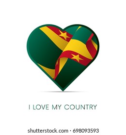 Grenada flag in heart. I love my country. sign. Vector illustration.