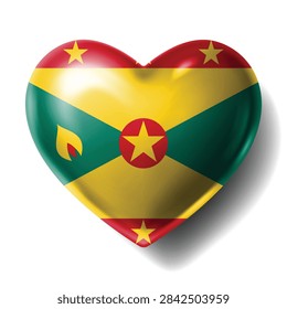 GRENADA Flag Heart Shape Vector, Love GRENADA National Symbol Design