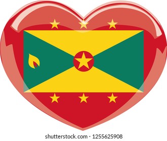 Grenada flag in a Heart vector, sticker