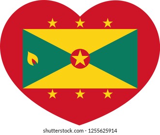 Grenada flag in a Heart vector, sticker