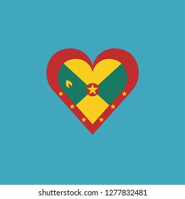 Grenada flag icon in a heart shape in flat design. Independence day or National day holiday concept.