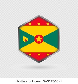 Grenada Flag Icon in Hexagon Form.