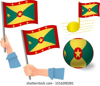 Grenada flag icon set. National flag of Grenada vector illustration