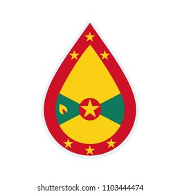 Grenada flag icon. Water icon. Drop water. Grenada badge. Flag drop.