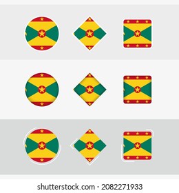 Grenada flag icons set, vector flag of Grenada. Three versions of icon.