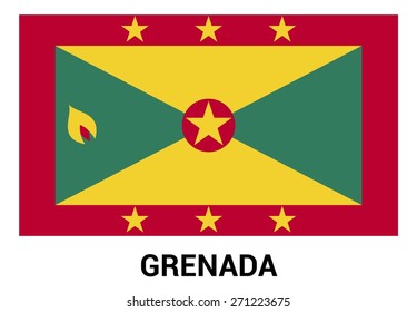 Grenada flag isolated vector in official colors and Proportion Correctly. country's name label in bottom