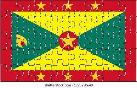 Rompecabezas de la Bandera de Granada. Ilustración vectorial. 40 rompecabezas.