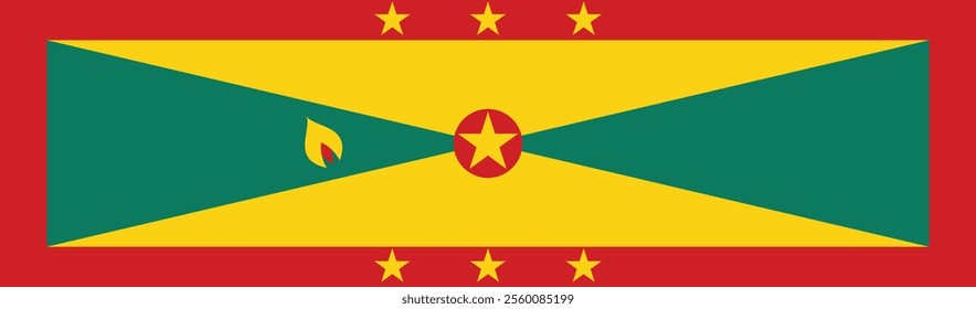 Grenada flag long banner digital vector illustration