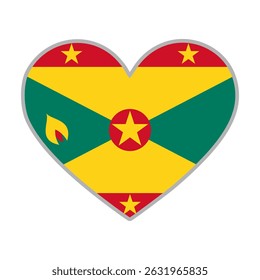 Bandera de Granada. Bandera del amor de Granada. Bandera de Granada en forma de corazón. Símbolo de amor. Ilustración vectorial