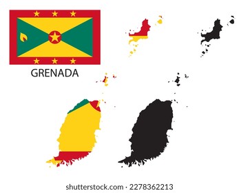 grenada flag and map illustration vector 