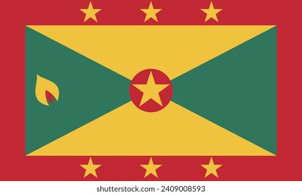 Grenada flag. The official ratio. Flag icon. Standard color. Standard size. A rectangular flag. Computer illustration. Digital illustration. Vector illustration.