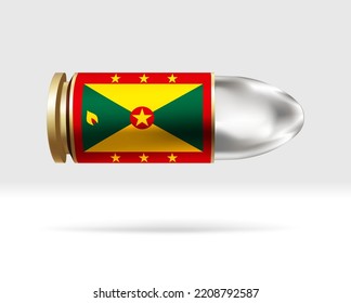 Bandera de Granada en bala. Peligro de bala moviéndose por el aire. Plantilla de marca. Fácil edición y vector en grupos. Ilustración vectorial de bandera nacional en segundo plano.