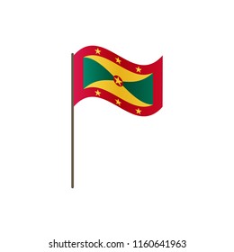 Grenada flag on the flagpole. Official colors and proportion correctly. Waving of Grenada flag on flagpole, vector illustration isolate